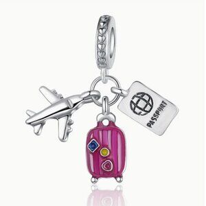 Cute Enamel Travel Airplane Suitcase Dripping Oil Women's Fashion Bracelet Charm